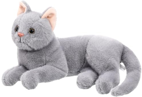 Garneck Plüschkatze 30cm: Graue Stoffkatze Katze-Plüschtier Realistisches Kuscheltier für Zuhause Kinder, Weiche Für Jungen MäDchen Weihnachten Geburtstagsgeschenk Puppe zum Beruhigen Dekorieren
