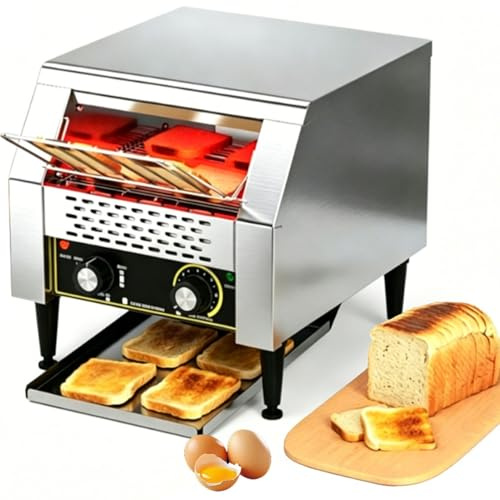 Gewerblicher Förderband-toaster 300 Scheiben Pro Stunde, 1300W, Edelstahl mit 7 Bräunungsstufen, für Brot, Restaurant, Bäckerei