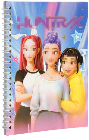 Korean-Pop Spiral Notizbuch für Mädchen, A5 Hardcover Liniert Tagebuch, Spiralbindung Notizblock im Anime-Hunter Design mit 57 Blatt (114 bunte Seiten), Ringbuch Journal zum Einschulung Geschenk