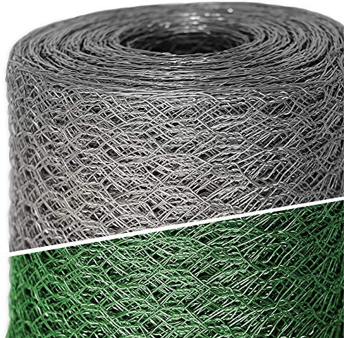 casa pura Grillage en Fil de Fer zingué - Clôture pour poulailler Jardin - Treillis de Bricolage, Grille résistante aux intempéries, épaisseur du Fil 0.8 mm, Maille 25mm - (H) 50cm x (L) 10m Argenté