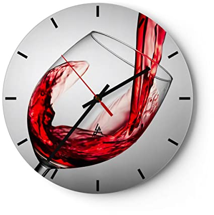ARTTOR Moderne Glasuhr 40x40cm Rund Wanduhr Küche - 2258 | Trinken Glas Wein Glas Analog Wanduhr Lautlos Wanddekoration Wohnzimmer Büro Küche Wanddeko Küchenuhr Geräuschlos ARTTOR