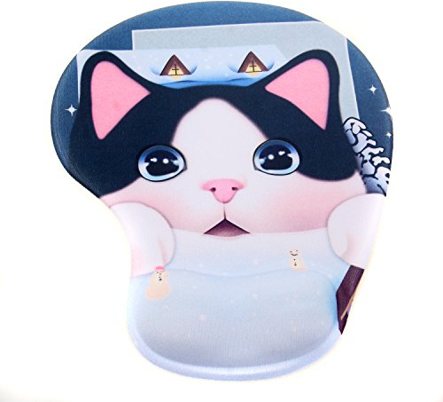 TUKA Design Tapis de Souris Repose-Poignets Gel, Gel Mouse Pad Tapis de Souris avec Repose-Poignets, Chat avec Gros Visage, TKC5100 bulkcat