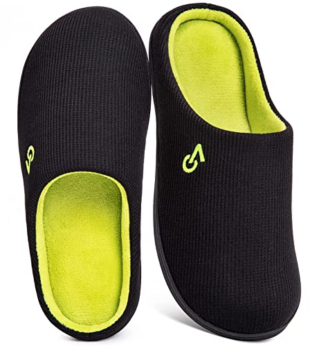 VeraCosy Bicolore Pantofole da Uomo in Memory Foam Nero,42-43 EU