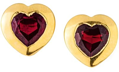 Drachenfels Heartbreaker Stone Herz-Ohrringe I Edle Ohrstecker mit Granat I Aus goldplattiertem 925 Sterling Silber in Goldschmiedequalität gefertigt I Inkl. Geschenkverpackung I D HE 23-2/AGG