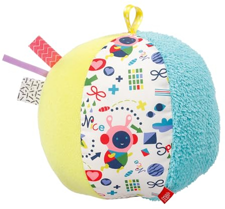 Fehn Activity Stoffball COLOR Friends - Spielball mit Materialmix & Glöckchen - Stoff Ball Babyspielzeug - Greifball für die Förderung der Motorik - Spielzeug für Babys & Kleinkinder ab 0+ Monaten