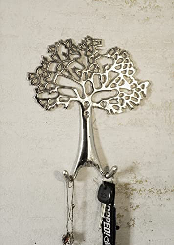 HomeZone - Attaccapanni da Parete, Gancio Appendiabiti con Albero della Vita, Effetto Argento, per Camera da Letto, Bagno, Corridoio
