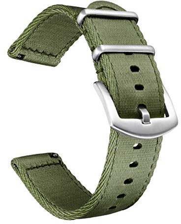 BOLYTE Quick Release Watchbands for Men and Women Multiple Colors Seat Belt Nylon 20mm 22mm Watch Strap (Army Green, 22mm)