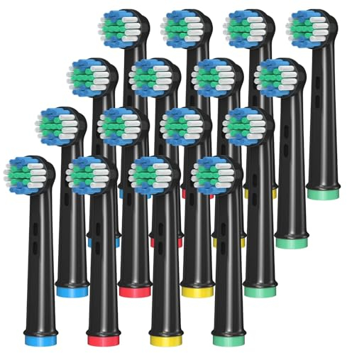 AnjoCare Ersatzbürstenköpfe für Oral B, 16 Pack elektrische Zahnbürste Ersatzköpfe für Oral B Braun, Wiederaufladbare Zahnbürstenköpfe Kompatibel mit Oral B Pro1000/3000/5000/7000, Vitality (Schwarz)
