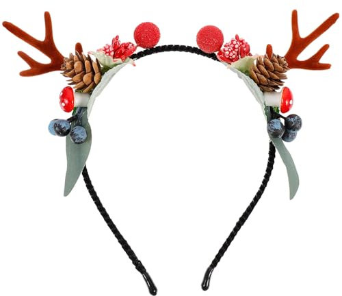 Lurrose Weihnachten Geweih Haarreifen Rentier Haarband Cosplay Haarschmuck Rentiergeweih Kopfschmuck Elchgeweih Deko für Erwachsene Kinder Foto Requisiten Reh Kostüm Zubeh?r 16. 8X3CM