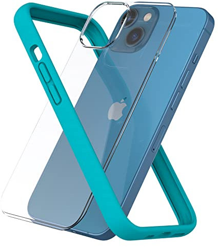 ARSUNOVO Compatible with iPhone 13 Mini Bumper Case 5.4 inch, [Raised Edge Protection][Anti-Silp][Anti-Fingerprint] Soft Slim Protective Frame Bumper Cover Case Come with Hard PC Backplate, Teal
