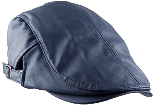 KYEYGWO PU Leder Schirmmütze für Herren, Gatsby Newsboy Flatcap Einstellbare Schiebermütze Freizeit Barette Cap Driving Cabbie Jagd Kappen Outdoor Zeitungskappe, Blau