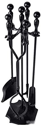 LOWLIU Kaminbesteck 5 Stück Kaminwerkzeuge Set Stärke Schmiedeeisen Indoor Outdoor Fire Place Toolset Kamingarnitur