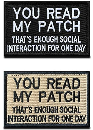 2 Stück Sie Lesen Meinen Patch, Das Ist Genug Soziale Interaktion - Lustig Mit Hook and Loop für Rucksäcke, Kleidung, Uniform, Stoffe