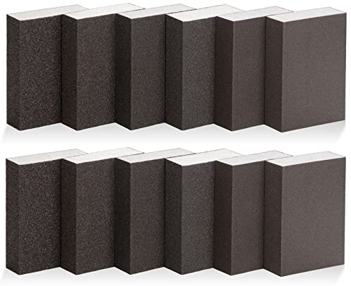 Schleifschwamm Set Schleifblock Körnung 60 80 100 120 180 220 Nass und Trocken Schleifpapier Schwam für Holz Metall 12 Stück
