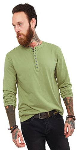 Joe Browns Men's Classic Long Sleeve Button Up Henley T-Shirt, Khaki, XXL
