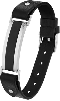 s.Oliver Identarmband Edelstahl Leder Herren Armschmuck, 23,5 cm, Bicolor, Kommt in Schmuck Geschenk Box, 2035966