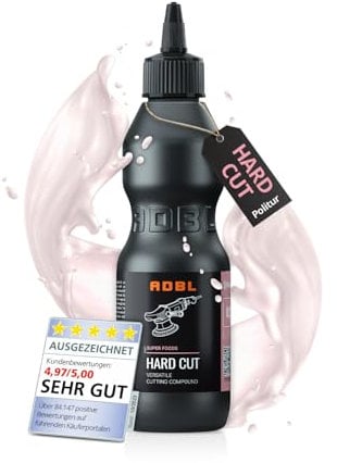 ADBL Hard Cut (200ml) - hochwirksame Politur starke Lackkorrekturen - Entfernt tiefe Kratzer und Schleifspuren von P1000-P1500 - Wasserbasierte Formel ohne Silikone und Wachse, staubfreie Anwendung