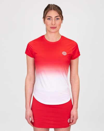 BIDI BADU Damen Crew Gradiant Tee - red, White, Größe:M