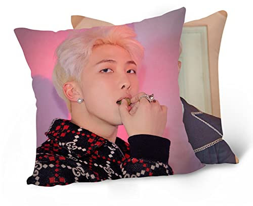 LOUJIN BTS Merchandise BTS Wurfkissen xcm Kpop Bangtan Jungen Jimin V Suga Jungkook Kissen Baumwolle Leinen Kissen Home Dec 45 cm x 45 cm