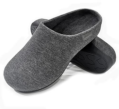 Aitann men's plantar Fasciitis slippers for flat feet pain relief,orthopedic clog with great arch support , non-slip on, supportive house shoes(GREY,UK10,Wide)