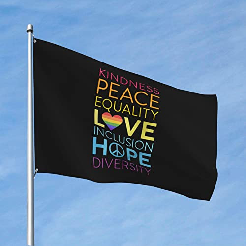 Garten Flaggen Freundlichkeit, Frieden, Gleichheit, Liebe, Inklusion, Hoffnung, Vielfalt Garten Fahnen Wetterfeste Yard-Flaggen Verblassen ​Beständig Dekorative Fahnen Für Draußen 90x150 cm