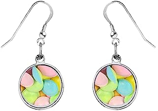 Flying Saucers sweets candy goodies ref12 DOME on Hook Earrings Sterling Silver 925 Stamped