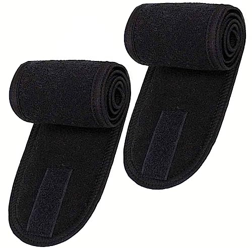 2 Stück Haarband Kosmetik, Stirnband Zum Schminken, Damen Haarband für Make-up, Bewegung, Yoga, Mit Klettverschluss (Schwarz)