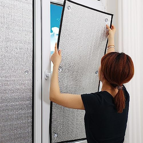 Eledvb Premium Isolierfolie,Sonnenschutz Verdunkelungsfolie,7-8mm Dicke Hitzeschutzfolie,99% UV-Schutz und Sichtschutz,Thermofolie für Fenster/Auto/Camping oder Pool,mit Saugnapf (60 * 70cm)