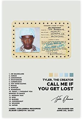 RIKCAT Tyler The Creator Lanza Call Me If You Get Lost Su Nuevo Album Leinwand Poster Schlafzimmer Dekor Sport Landschaft Büro Zimmer Dekor Geschenk ungerahmt 30 x 45 cm
