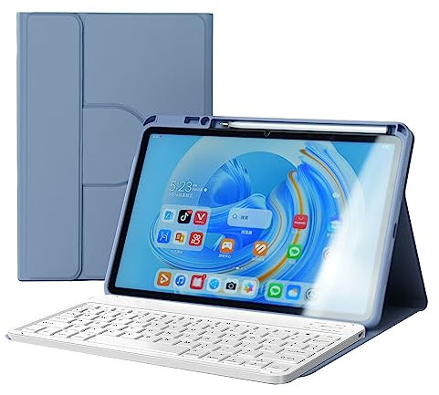 GYSDCAZ Funda de teclado para Huawei Matepad 11.5 2023, teclado español, funda magnética giratoria de 360° con soporte para lápices, teclado Bluetooth desmontable, morado