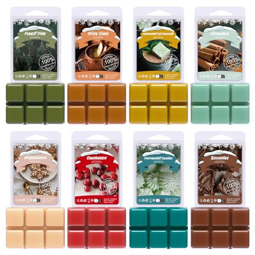 SoulOrigin Winter duftende Wachs Schmelzen, Soja Wachs Würfel Geschenk-Set für Wachs Warmer -Wald Kiefer, gewürzter Apfelwein, Pfefferminz heiße Schokolade, Zimt, Lebkuchen, Cranberry