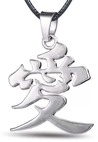 Giditrus Gaara Love Kanji Anime-Halskette – bester Cosplay-Schmuck, Anime-Anhänger, Ninja-Halskette aus Aluminiumlegierung, tolles Geschenk für Anime- oder Manga-Fans Anime Necklace Gaara Necklace