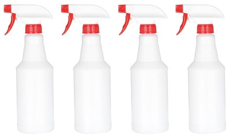 PATIKIL 500ml/16oz Plastic Spray Bottles, 4pcs Adjustable Nozzle Leak Proof Empty Water Mist Stream Sprayer for Cleaning Solutions Plants Hair, Red