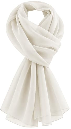 World of Shawls Chiffon Scarves Wraps for Wedding Party Special Occasions Women Plain Neck Scarf Soft Headwrap Girls Headscarf Sheer Wrap 45 x 160 Cm (Ivory Cream)