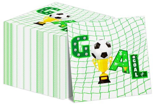 100Pcs Football Napkins 13 x 13 inch Paper Napkins for Kids Sport Party Baby Shower Football Birthday Party