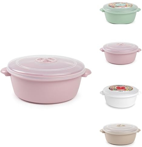 Plastic Freezer Microwave Pot Food Storage Container Tub with Ventilated Lid Heating Food, Steam Release Vent, Kitchen Air-tight Food Storage Box (1.5L - Pink)