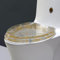 Wttfc Abattant WC en Résine Design À Paillettes, Lunette WC Forme O, Cuvette Toilette avec Frein De Chute, Lunette WC Libération Rapide, Lunette De Toilette 36.5 * 44Cm,Gold Foil