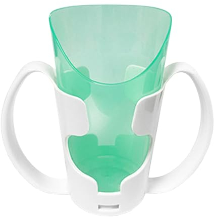 FakeFace Adult Nosey Cup with 2 Handles Holder 250ml No Spill Cup Cut Out Plastic Drinking Glass Prevent Choking for Elderly Patient Disabled Hospital Nursing Home