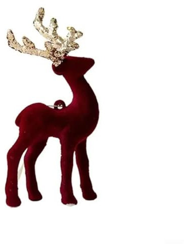 Adorno de reno, adornos rústicos de Navidad de reno, centro de mesa de reno vintage, decoración de fiesta de Navidad, para colgar en la puerta del hogar, mantel, mesa (rojo)