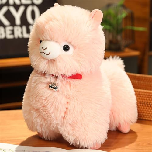 Plüschtier Stofftier Alpaka Puppe Wurfkissen Plüschtier Plüschkissen Spielzeug Schmusetier Geschenk, für Kinder Mädchen Jungen (25 cm,Rosa)