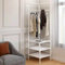 cecaro group appendiabiti da terra, Porta abiti ad angolo, porta abiti da sala industriale, organizer ad angolo con ripiano a 3 livelli per camera da letto, lavanderia, ingresso (bianco)