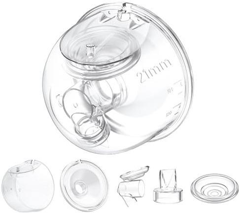 One Full Set Milk Collector Cup 21mm Only Compatible with Momcozy S12 Pro/S9 Pro Breast Pump NOT for S9/S12, S12 Pro/S9 Pro Wearable Breast Pump Replacement Parts with 21mm Flange