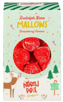 Rudolph Nose Shaped Mini Marshmallows For Hot Chocolate - Strawberry Flavoured Mini Marshmallows - Christmas Marshmallows - Stocking Fillers - Christmas Eve Box Fillers