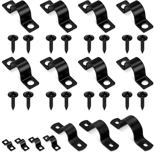Glarks - Correa de tubo con dos agujeros de 12 mm, abrazaderas en U, abrazaderas de metal de doble orificio en U, soporte en U, para fijación de cable de tubería