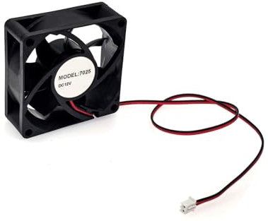 JZK Ventilador de refrigeración pequeño de 70 x 70 x 25 mm CC 12 V 70 mm con 2 cables de pin, 4500 rpm, 0,.23 A, 7025 sin escobillas DC ventilador con doble rodamiento de bolas de 7 cm, ventilador de