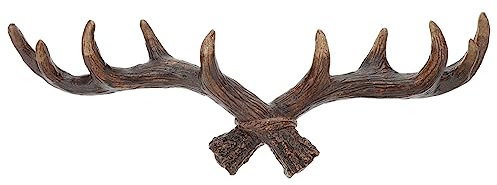 ANDRESLAD Rustikaler Resin Garderobenhaken Mit Hirschgeweih-design Wandmontage Deko-haken Für Schlüssel Hüte Handtücher Robustes Material Dunkle Farbe Groß Für Wohn Schlafzimmer