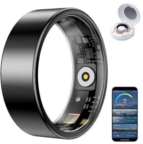 HPLSZCN Smart Ring, Size First, Health Ring No App Subscription, Heart Rate, Blood Oxygen, Fitness Monitor, Sleep Tracker, Women’s Health, Up to 7-Day Battery, Smart Rings for Men/Women (Black, 10)