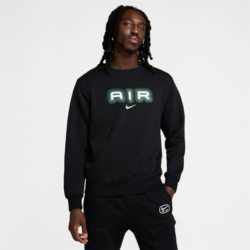 Nike Air Fleece-Sweatshirt Mit Rundhalsausschnitt Für Herren, Black/Black, HM0177-011, S
