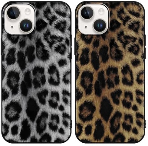 Saqmkil 2 Stück Hülle für iPhone 14/iPhone 13 6,1 Zoll, Aesthetic Leopard Muster Design Mädchen Frauen Geschenk Handyhülle, Weich Silikon Süßes Motiv Kratzfeste Stoßfest Case Schutzhülle für iPhone 13