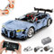 MOCBURIKU Kit de construction de voiture télécommandée à l'échelle 1/10, Supercar M4 avec moteurs lumineux, batterie rechargeable, compatible avec les voitures techniques pour adultes, cadeau STEM